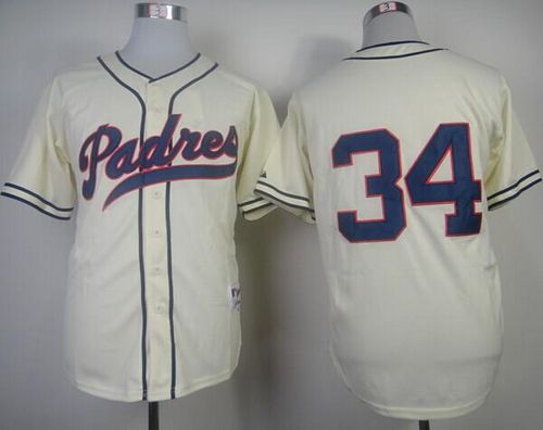 Padres #34 Rollie Fingers Cream 1948 Turn Back The Clock Stitched MLB Jersey - Click Image to Close